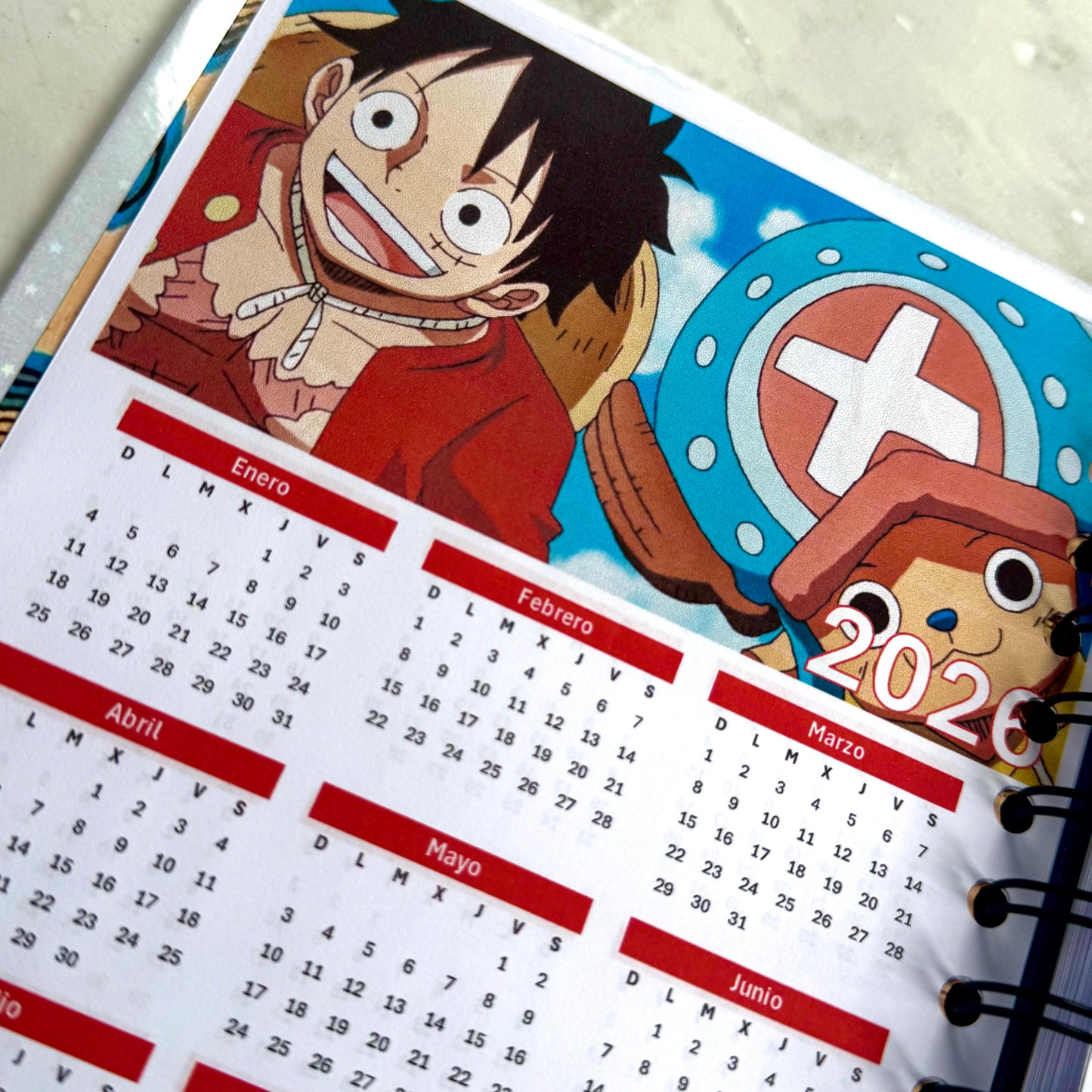 Libreta One Piece ✨ Media Carta | 90 Hojas Premium + Calendario 2025-2026